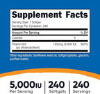Nutricost Vitamin D3 5,000 IU (125mcg), 240 Softgels - Non-GMO and Gluten Free Vitamin D