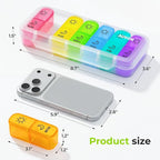 AUVON Weekly Pill Organizer 2 Times a Day in 7 Colors with Face-Up Labels for Easy Organization, Portable AM PM Pill Box 7 Day with Dual Protection Keeps Medications, Vitamins, Fish Oils from Spills