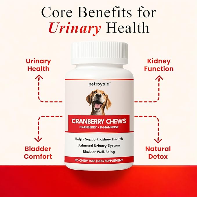 Cranberry Chews for Dogs – UTI Support & Bladder Support – Cranberry Supplement for Dogs – Dog Kidney Support – Urinary Tract & Bladder Control (90 Soft Chews)