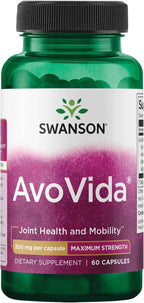 Swanson AvoVida - Natural Supplement Promoting Joint Health & Mobility - Avocado & Soybean Unsaponifiables to Support Cartilage & Tissue Health - (60 Capsules, 300mg Each) (1 Pack)