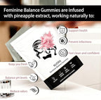 Feminine Balance Gummies, Vegan Hawaiian Pineapple, pH Balance, Healthy Odor, Flora and Immune Support, Vaginal Health Support, 60 Count
