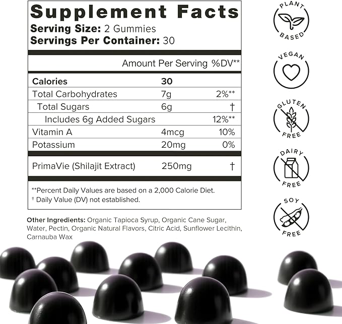 Organifi Shilajit Gummies - Himalayan Shilajit for Men and Women with PrimaVie Shilajit, 40-Plus Trace Minerals, and More - Hormone Balancer, Boosts Cellular Energy, Beats Fatigue, and More, 60 Count
