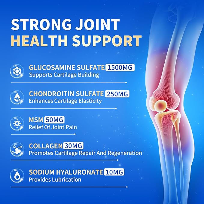 MABEFY Glucosamine Chondroitin Capsules 1500mg with MSM, Collagen, Turmeric - Joint Support Supplement for Men & Women, Joint Health Antioxidant Support, 90 Capsules