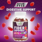 Fiber Gummies 4g Per Serving - Sugar Free Fiber Gummy Supplement for Adults, Daily Prebiotic Gummy Digestive Support - Plant Based Chews, Prebiotics Supports Regularity & Digestion - 120 Gummies