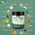 Sea Moss Gummies 16-1, Black Seed Oil Ashwagandha Turmeric Bladder Wrack Vitamin C Vitamin D3 Elderberry Manuka Dandelion Yellow Dock Apple Cider Vinegar for Men & Women