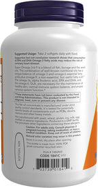 NOW Foods Supplements, Super Omega 3-6-9 1200 mg with a blend of Fish, Borage and Flax Seed Oils, 180 Softgels
