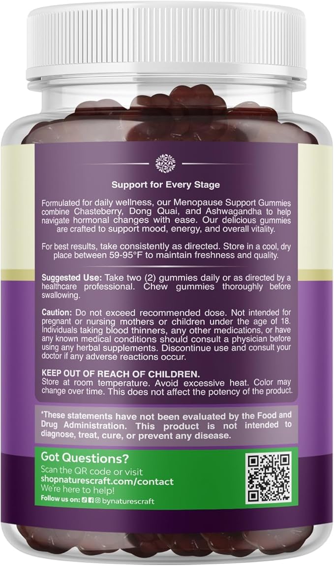 Womens Menopause Gummies with Dong Quai - Menopause Vitamins for Women with Ashwagandha - Holistic Support for Hot Flashes Night Sweats and Mood Swings - Pre & Post Supplements 60 Count - 3 Pack