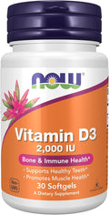 NOW Foods Supplements, Vitamin D-3 2,000 IU, High Potency, Structural Support*, 30 Softgels