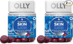 OLLY Glowing Skin Gummy, Hydrated & Youthful Skin,* Hyaluronic Acid, Collagen Peptides, Sea Buckthorn, Plump Berry Flavor, 25 Day Supply - 50 Count (Pack of 2)