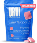 URVI® Brain Gummies – L-Tyrosine, Acetyl-L-Carnitine, Caffeine, L Methyl Folate (Quatrefolic® 5-MTHF), Vitamin B12 & Iodine – Boosts Energy & Focus – Sugar-Free – Strawberry Flavor – 60 Gummies