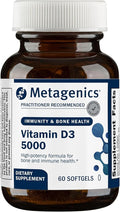 Metagenics Vitamin D3 5000 IU Supplement - High Potency Softgels for Immune, Bone & Heart Health* - 125 mcg Cholecalciferol in Coconut Oil for Enhanced Absorption* - Non-GMO, Gluten-Free - 60 Count