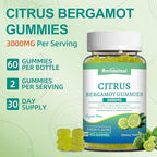 Citrus Bergamot Gummies 3000mg, Bergamot Supplement for High Cholesterol, Cholesterol Lowering Supplement for Heart, Immune System & Anti-Aging, Sugar Free Vegan 120 Gummies