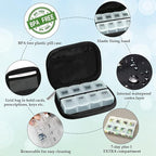 Serfeymi Weekly Travel Pill Organizer Pill Case for Purse with Removable 7 Day Pill Box, Fashionable Travel Medicine Organizer Pill Container for Medicine, Vitamin, Supplement - Brown 02