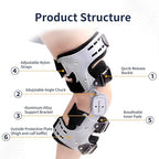 Unloader Hinged Knee Brace for Arthritis Pain and Support, Joint Pain | One Size Knee Brace with side stabilizers for Man Woman,Adjustable knee hinged brace (Grey, Right)