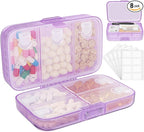 FYY Weekly Pill Organizer with Labels,8 Compartments Travel Daily Pill Case Airtight Moistureproof Large Pill Box to Hold Vitamins, Fish Oil, Supplements,Cotton Swab and Bandages-Purple