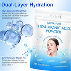 2 Pack Hyaluronic Acid Powder for Skin – High Molecular Weight, Deeply Hydrating, Cosmetic Grade Water-Soluble Powder, Vegan, Gluten-Free, Ideal for DIY Serums & Creams, 7.6oz