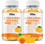 L-Theanine Gummies, Chewable L-Theanine Supplement for Adults & Kids 400mg with Ashwagandha, GABA, 5HTP for Relax, Zzz & Focus Support, Orange Flavor, 120 Counts