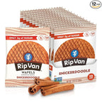 Rip Van Wafels Snickerdoodle Stroopwafels, Healthy Snacks, Non-GMO, Keto Friendly, Office Snacks, Low Sugar (3g), Low Calorie, 12 Pack
