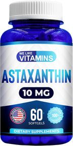 We Like Vitamins Astaxanthin 10mg Softgel - Highly Potent Astaxanthin Supplements from Haematococcus Pluvialis - Improves Eye, Joint, Skin Health & Energy Levels - 60 Count, 2 Month Supply