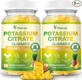2 Pack Potassium Citrate Gummies 1500mg, Potassium Supplement Gummies for Adults Women & Men, Support Leg Cramps & Muscle Health, Sugar-Free, Pineapple Flavor, 120 Count