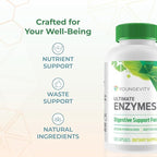 Youngevity Ultimate Enzymes® - Multi Enzymes for Digestion, Gas & Bloating Relief - Betaine HCl, Ox Bile, Pancreatine 10X, Papain 6M, Pepsin 1:3000 (120 Capsules)