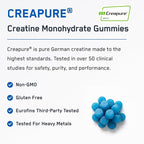 SteelFit Creapure Creatine Monohydrate Gummies for Men & Women, Blue Raspberry - Gym Workout Nutritional Supplements for Muscle Gain, Brain Health & Strength Building Dietary Supplement, 120 Gummies