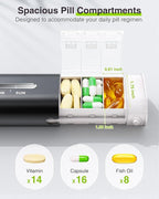 Zannaki Aluminum 7 Day Weekly Pill Organizer, Portable Travel Pill Case with Three Layer Seal, Large Capacity Cute Daily Pill Box, Pill Holder Container for Vitamins, Pills, Supplements and Medication