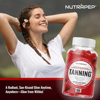 NutraPep Tanning Gummies for Women - Self Tan Bronzing Supplement that Work Without Sun - No Sugar Vegan with Astaxanthin Lycopene Beta Carotene Vitamins - Glow Up Skin Health Daily Oral Tanning Chews