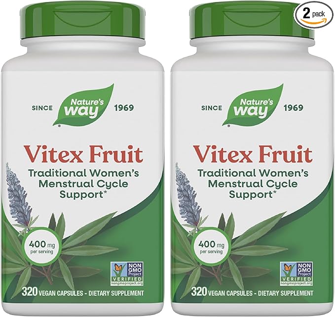 Nature's Way Vitex Fruit, Traditional Menstrual Cycle Support*, Traditional Women's Health Support*, Chasteberry Supplement for Women, Vegan, 320 Capsules (Packaging May Vary),(Pack of 2)