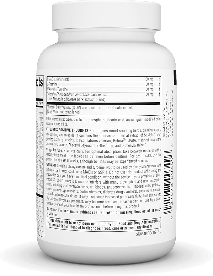 Source Naturals St. John's Positive Thoughts, Supports A Good Mood* - 90 Tablets