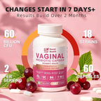 Vaginal Probiotics for Women, 60 Billion CFU with Akkermansia Probiotics and Prebiotics Supplement for Vaginigal Health, pH Balance, Moisture, Odor Control, Non-GMO, Third-Party Tested