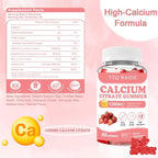 Calcium Citrate Gummies 1200mg with Vitamin D3 + K2, Magnesium, Zinc, Chewable Calcium Supplement for Women & Men, Bone Healthy, Sugar Free, Non-GMO, Gluten Free, Strawberry Flavor 60 Count