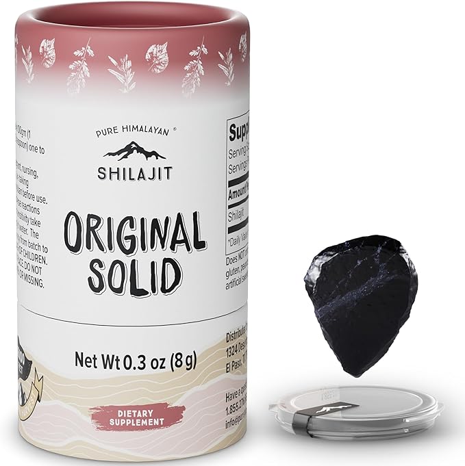 Pure Himalayan Shilajit, Original Solid, Excellent Source of Fulvic Acid & Trace Minerals, Widely Used in Ayurveda (8g, Pack of 1)