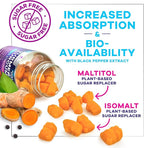 Turmeric Curcumin Gummies Sugar Free Supplement - 95% Curcuminoids with Turmeric & Ginger, Black Pepper for Best Absorption, Nature's Vegan Joint Support, Non-GMO, Tasty Peach Flavor - 60 Gummies