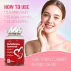 Glutathione Gummies 1000mg, Rich in Marine Collagen & Vitamins, Skin Whitening & Brightening, 60 Count