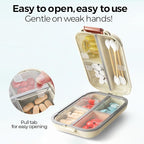 7 Compartments Travel Pill Organizer, Foldable Portable Airtight Daily Pill Box, Compact Pill Case for Purse & Pocket, BPA-Free Medicine Organizer for Vitamins Fish Oil Supplements (White)