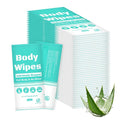 Individually Wrapped Body Wipes Bulk Bath Wipe, Women Men Large Adult Disposable Body Shower Wipes No Rinse-Free Bathing Cloths Wipe for Outdoors After Gym Camping Travel (50, Blue, 12 x 10.3 in)