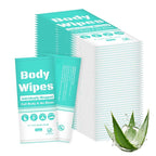 Individually Wrapped Body Wipes Bulk Bath Wipe, Women Men Large Adult Disposable Body Shower Wipes No Rinse-Free Bathing Cloths Wipe for Outdoors After Gym Camping Travel (50, Blue, 12 x 10.3 in)