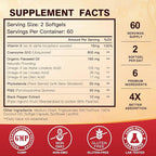 CoQ10 600 mg Softgels CoQ10 Supplement - CQ10 Coenzyme-Q10 with Omega 3 & PQQ & Vitamin E, CoQ10 400mg Softgels, 60 Servings