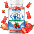 softbear Omega 3 Gummies for Women & Men & Kids Omega 3 Supplements 1200mg Vegan Omega 3 Fatty Acids DHA EPA with Vitamins Support Eye & Brain Health, Sugar Free, Strawberry Flavor 60 Count