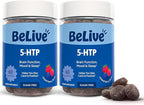 BeLive 5-HTP Gummies – 2 Pack - 120 Ct I 5HTP Calming Gummies for Heightened Focus, Relaxation & Rest for Adults | Vegan - Mixed Berries Flavor