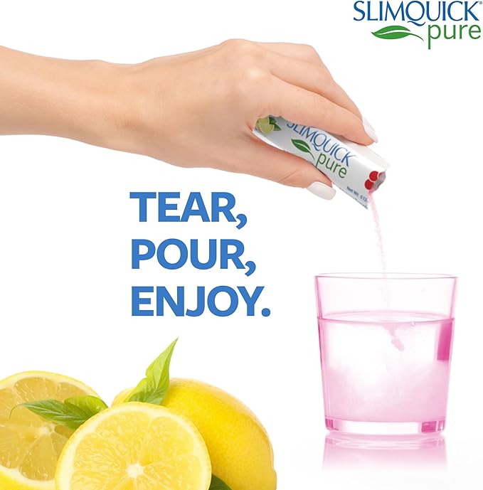 SlimQuick Pure 3X Extra Strength Drink Mix Packets, Metabolism & Weight Management for Women, Helps in Fat Breakdown, with Green Tea, Caffeine, Chaste Tree, Rhodiola Extract - Pink Lemonade, 26 Count