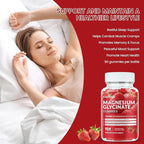 Magnesium Glycinate Gummies 1000mg, Sugar Free Magnesium Potassium Supplements Chewable for Adults with L-Threonate for Sleep, Body Support and Relaxation,90 Strawberry Gummies