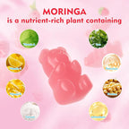 Moringa Gummies - Pure Moringa Leaf Supplement for Adults, Contains Essential Vitamins, Antioxidants & Amino Acids, Sugr-Free, Raspberry Flavor, 60 Count