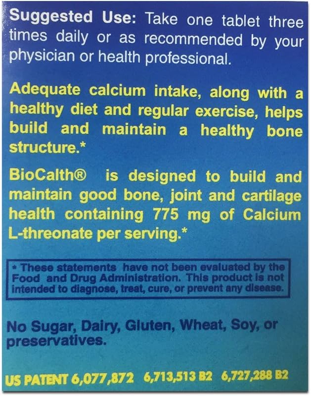 BioCalth® Chewable L-threonate Calcium Tablets, Strawberry Flavor, Patented Calcium Supplement