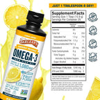 Barlean's Omega 3 Fish Oil Liquid Supplement for Men and Women, 1080mg of EPA and DHA Fatty Acid, Promotes Brain & Heart Health - Non-GMO, Lemon Crème, 16 oz