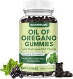 Oil of Oregano Gummies with Black Seed Oil + Vitamin D3, Oregano Oil Organic High Carvacrol, Immune & Digestive Support, Antioxidant Support, 60 Gummies