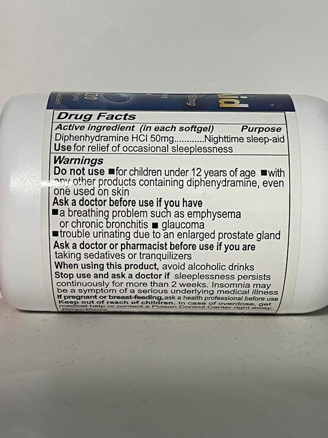 Sleep Aid, Diphenhydramine 50mg, Easy-to-Swallow Softgels, Supports Deeper Restful Sleeping, Non Habit-Forming (220 Counts)