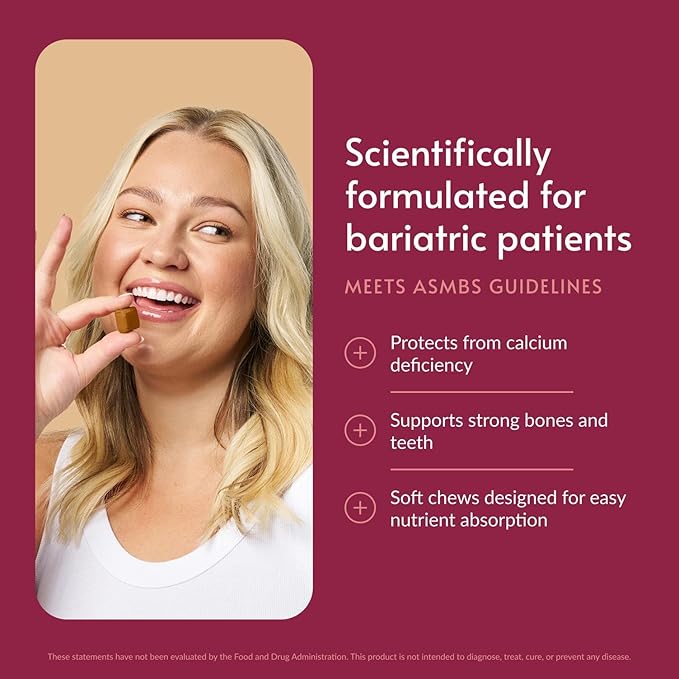 Bariatric Advantage Calcium Citrate Chewy Bites 500 mg - Highly Absorbable & Digestible - Vitamin D3 - Easily Chewable Calcium Supplement - Assorted Sweet Flavor - 90 Count