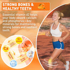 duwhot Vitamin D2 Gummies 2000 IU, Plant-Based Vitamin D Supplement from Whole Mushroom, for Bone, Muscle & Immune Support, Daily Sunshine Supply, Vegan, Non-GMO, Orange, 60 Chews